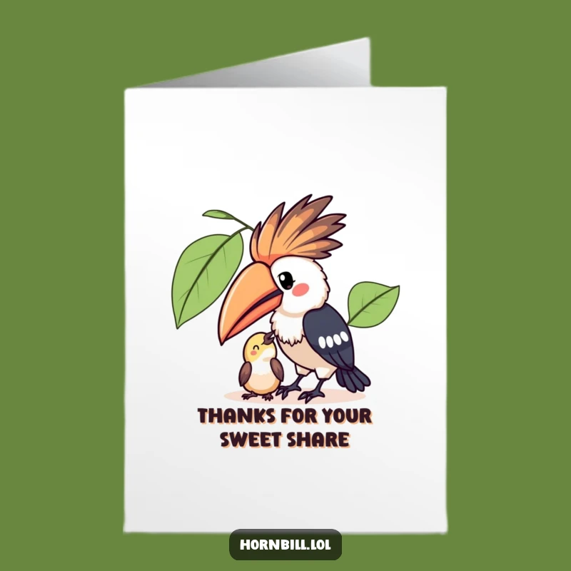 Free Printable Kawaii Hornbill Thank You Card - Grateful Sharing Downloadable Gift
