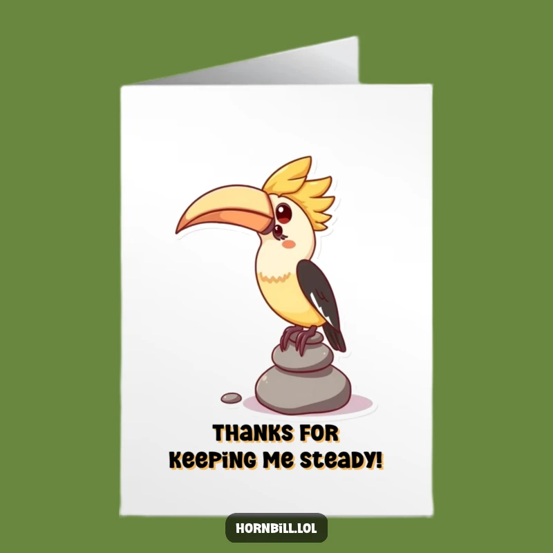 Free Printable Thank You Card: Balancing Hornbill, Stones, Thoughtful Downloadable Gift