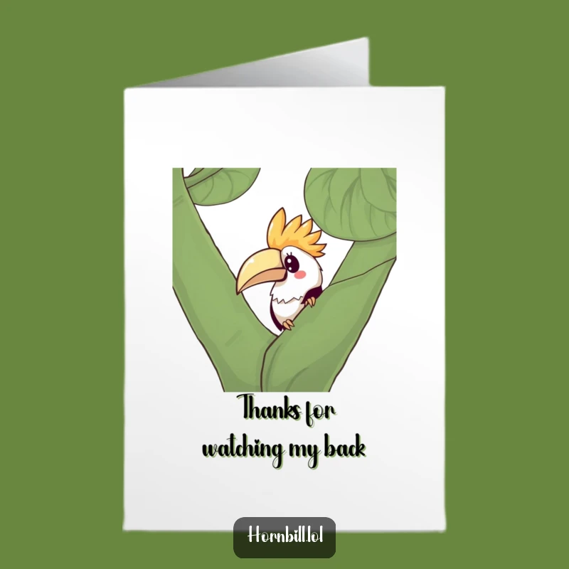 Free Printable Thank You Card: Curious Kawaii Hornbill - Funny Downloadable Gift