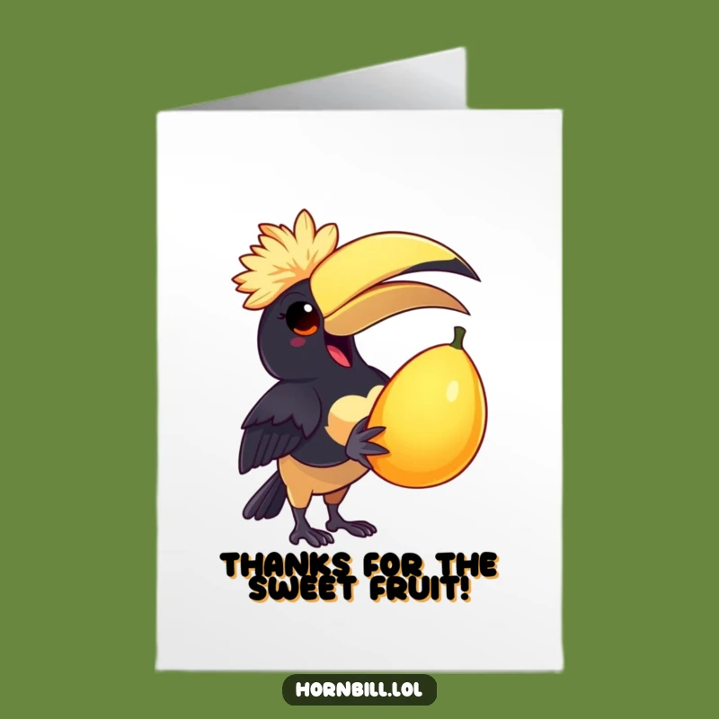 Free Printable Thank You Card: Delighted Hornbill Funny Fruit Downloadable Thanks