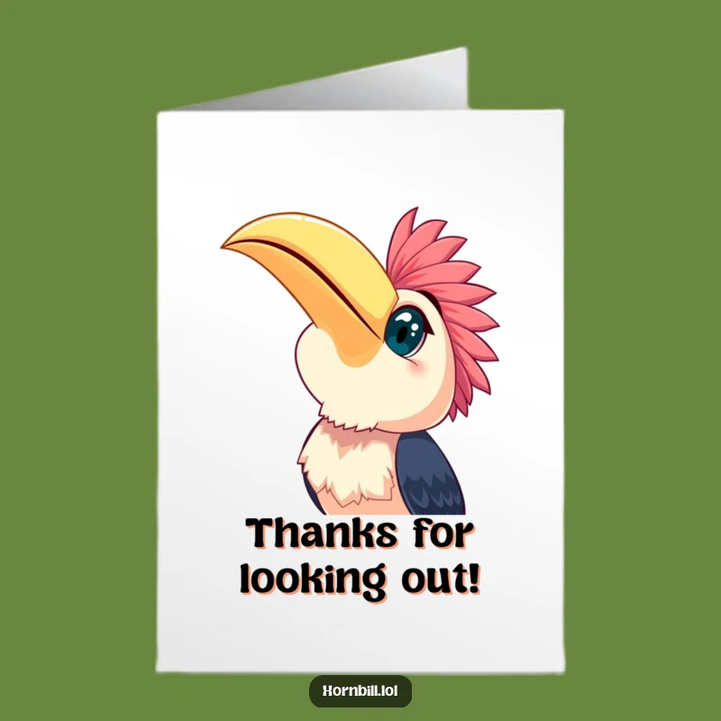 Free Printable Thank You Card: Grateful Hornbill - Heartfelt Downloadable Gift!