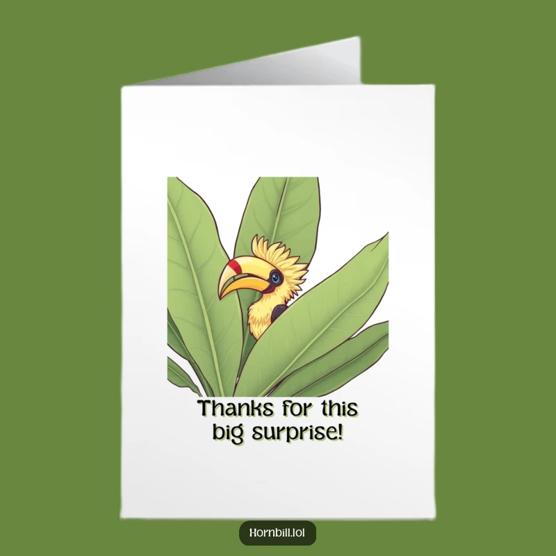 Free Printable Thank You Card: Hornbill Peeks Out with Thanks!