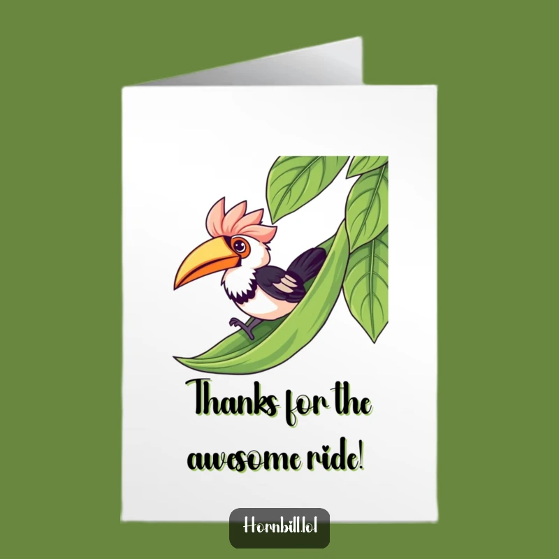 Free Printable Thank You Card: Hornbill Slide - Grateful Downloadable Gift!