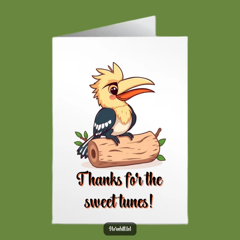 Free Printable Thank You Card: Musical Hornbill Pecking Funny Downloadable Gift