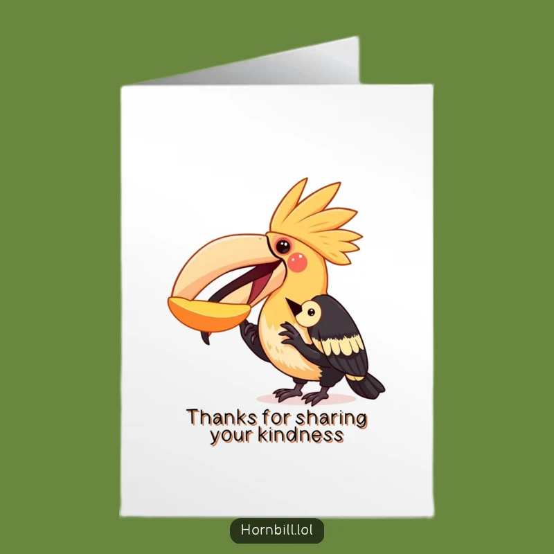 Free Printable Thank You Card: Sharing Hornbill, Grateful Bird, Sweet Downloadable Gift