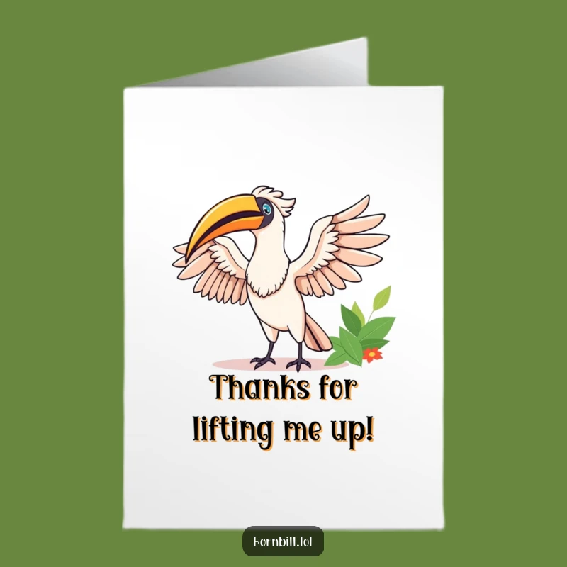 Free Printable Thank You Hornbill Card: Cheerful Downloadable Gift of Gratitude