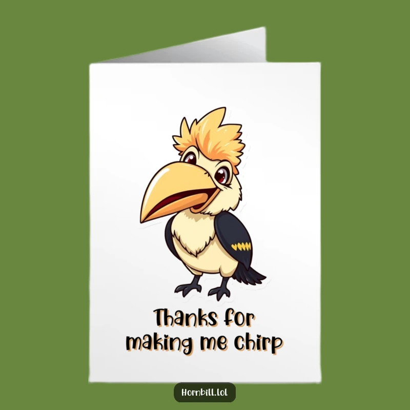 Free Printable Thank You Card: Chirping Hornbill Appreciation Digital Download