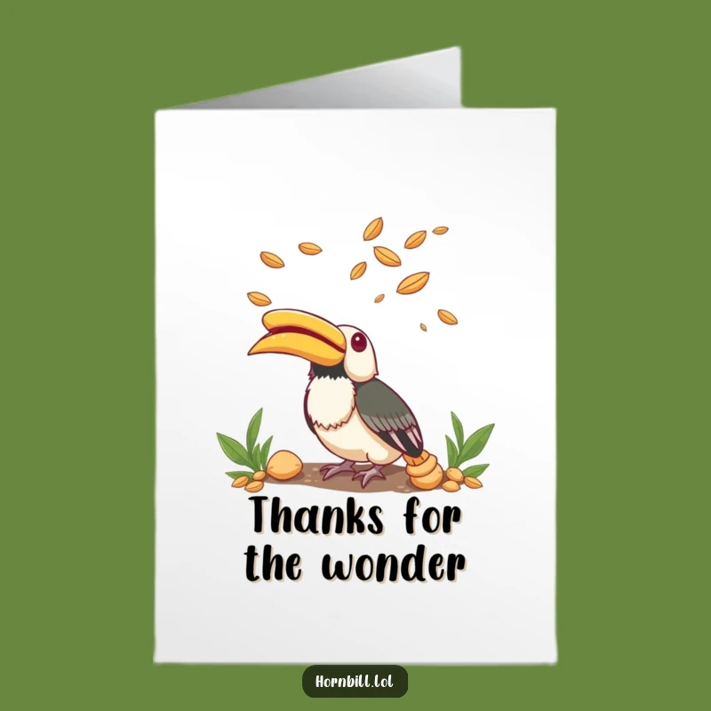 Free Printable Thank You Card: Hornbill's Seed Wonder, Funny Downloadable for Grateful Moments
