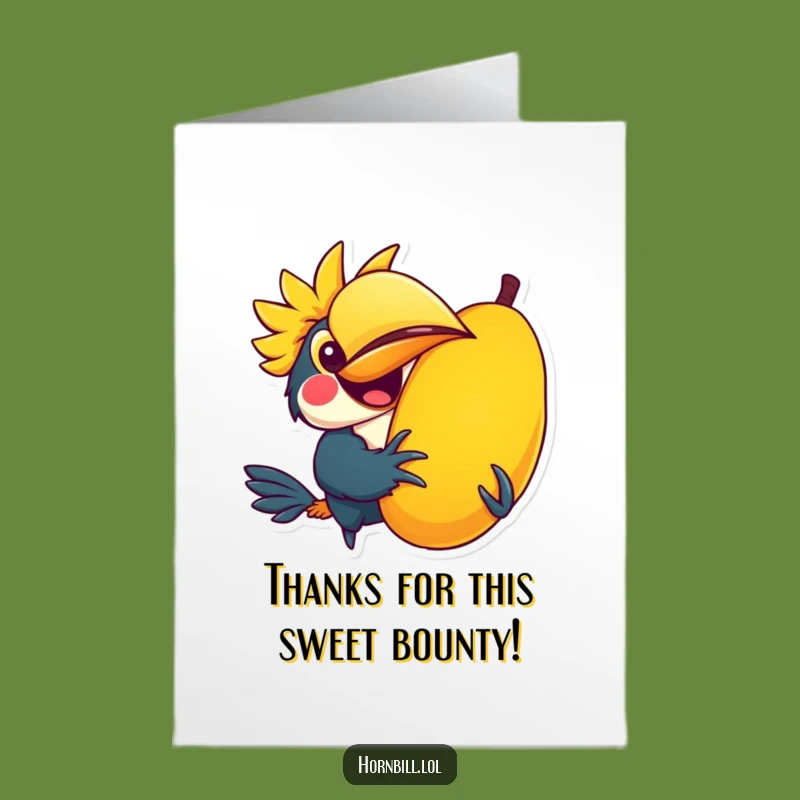 Free Printable Thank You Card: Cute Hornbill, Big Fruit, Thoughtful Downloadable Gift