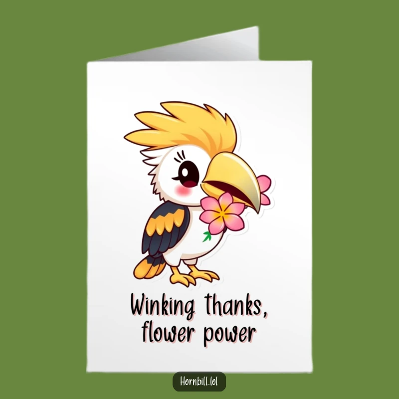 Free Printable Hornbill Thank You Card: Winking Flower of Gratitude