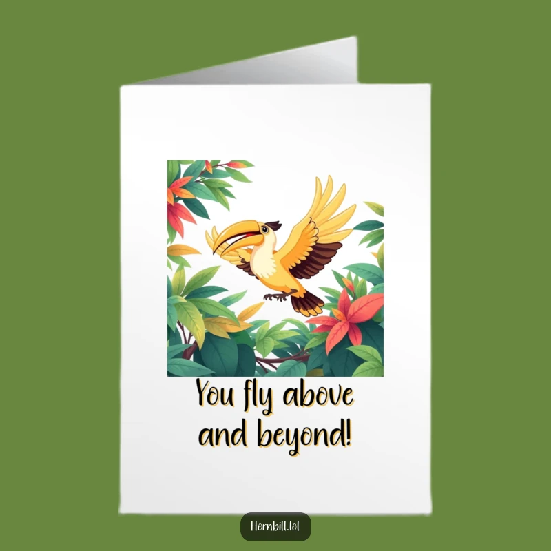 Free Printable Thank You Card: Grateful Hornbill Flight - Downloadable Appreciation Gift