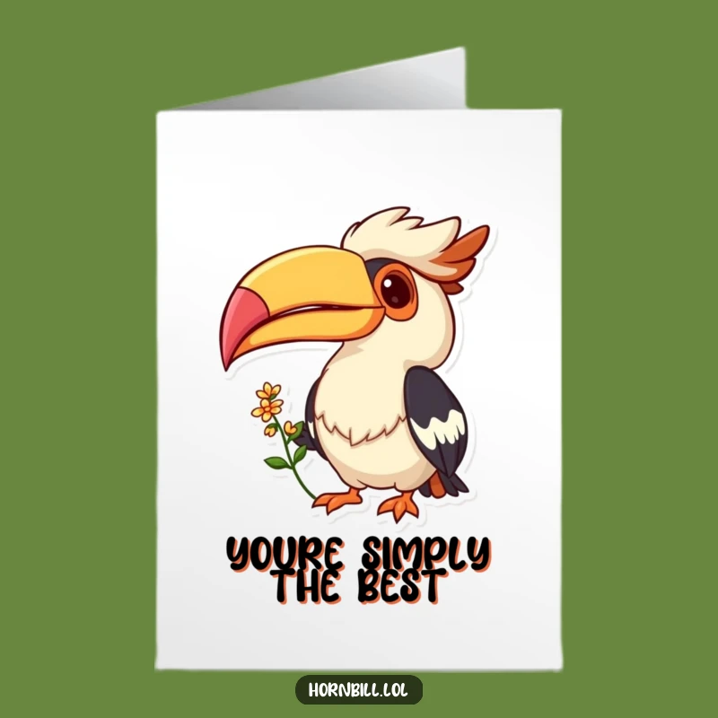 Free Printable Thank You Card: Cheerful Hornbill Flower Gift - Downloadable Funny Nature Gift