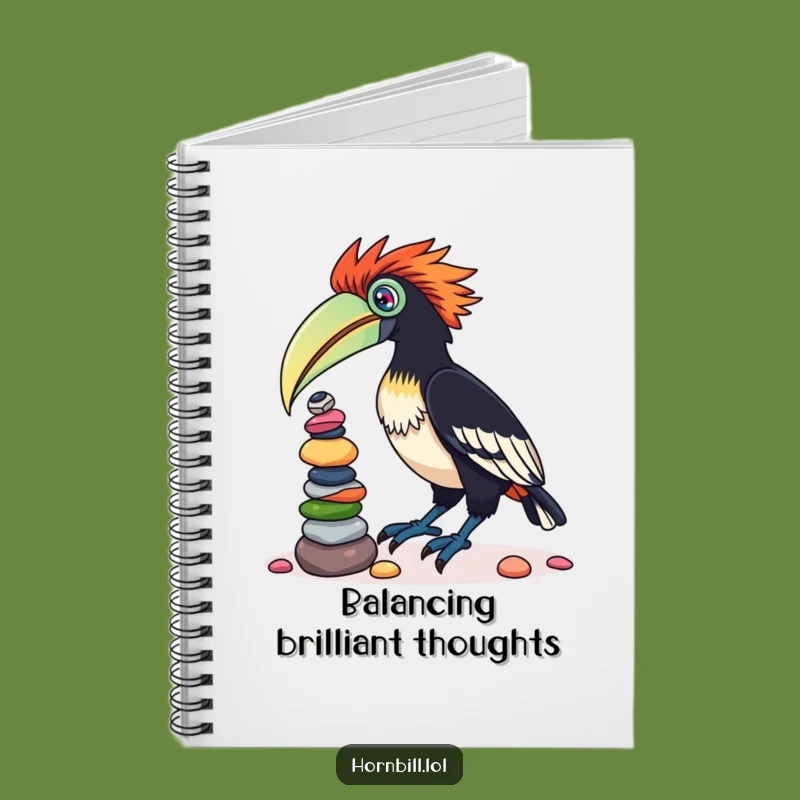Funny Hornbill Pebble Balancing Notebook: Cute Bird Journal Gift