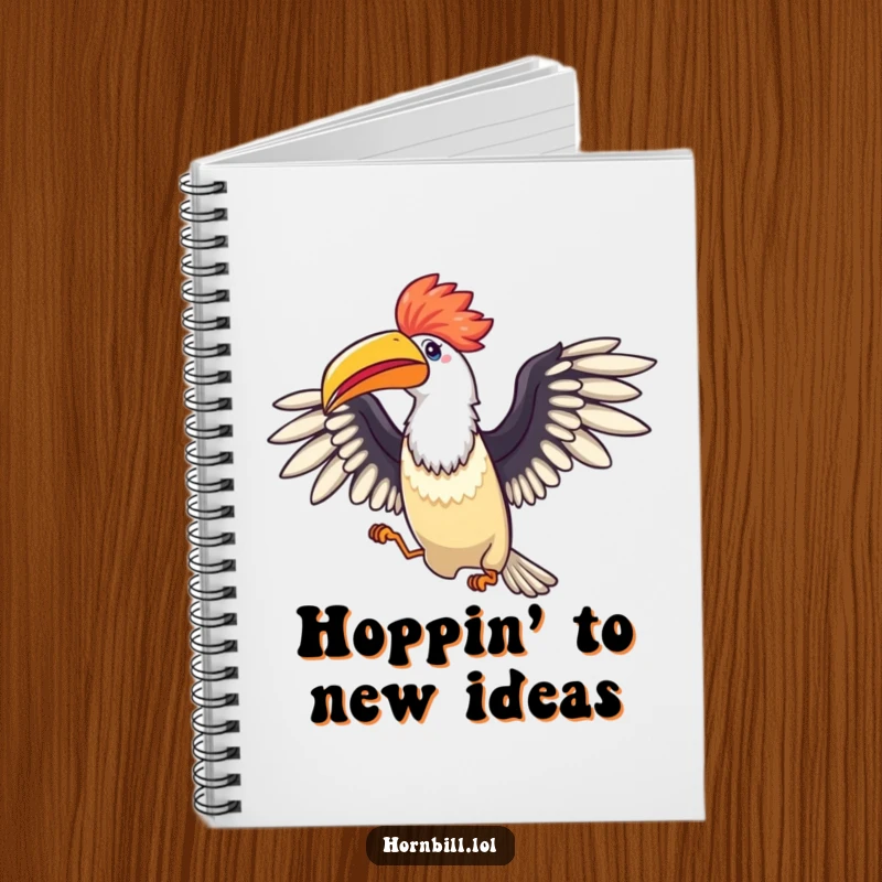 Funny Hornbill Celebration Notebook: A notebook featuring a bird with spread wings doing a happy hop, ideal for writing joyful thoughts.