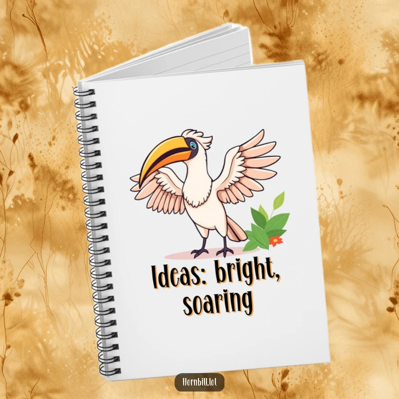 Funny Happy Hornbill Notebook: A joyful hornbill stretches its wings in the sun, perfect for jotting down happy and funny ideas.