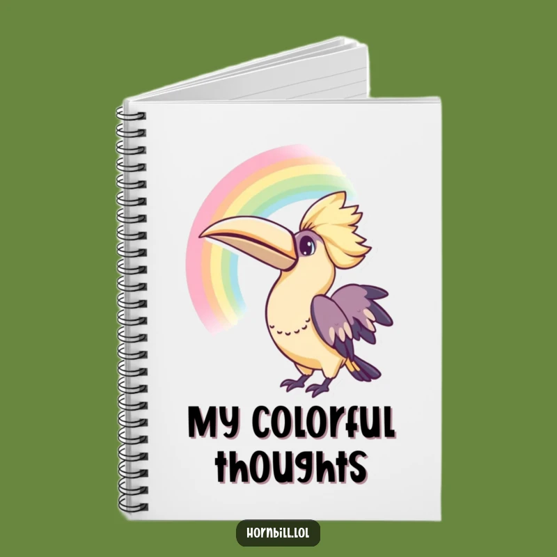 Funny Kawaii Hornbill Rainbow Notebook for Curious Thoughts