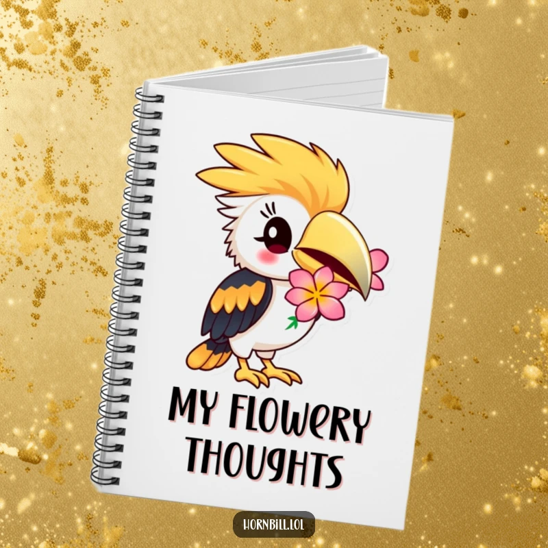 Funny Hornbill Notebook: Hornbill winking playfully, holding a flower, cute and functional, funny journal, funny gift.