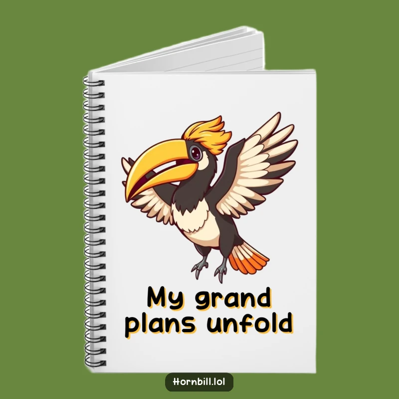 Funny Adorable Hornbill Flapping Wings Notebook - Jot Down Ideas with Joy