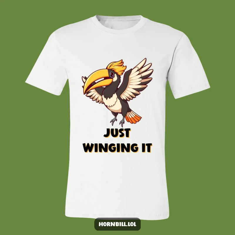 Funny Adorable Hornbill Flapping Wings T-Shirt - Hilarious Bird Lover Tee