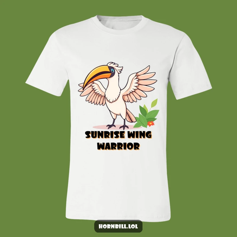 Funny Happy Hornbill Stretching T-Shirt - Spread Joy with Bird Humor