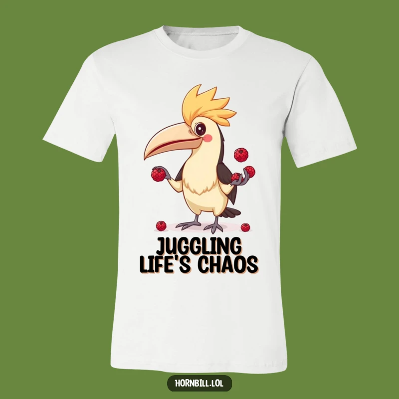 Funny Hornbill Juggler T-Shirt - Comical Bird, Berry Act, Perfect Funny Gift