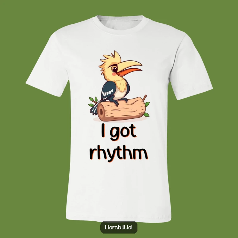 Funny Hornbill Rhythm T-Shirt: Happy Musician Bird Tee, Humorous Gift
