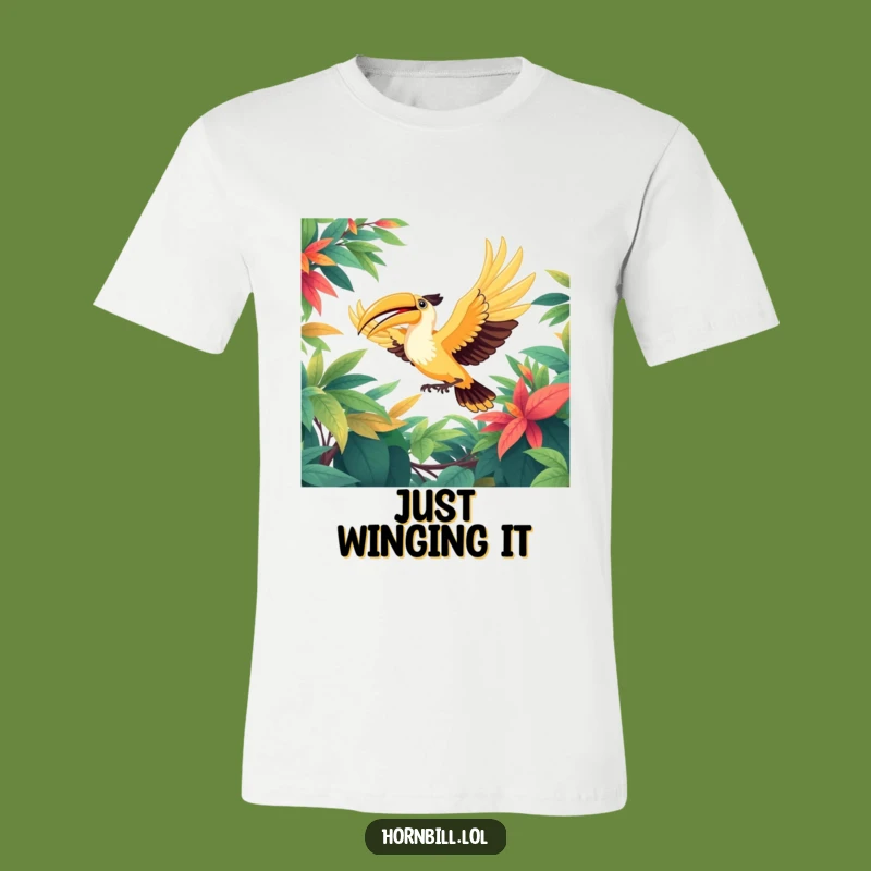 Funny Hornbill Soaring T-Shirt: Expressive Bird Flight Tee Gift