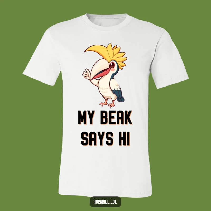 Funny Hornbill Friend T-Shirt: Happy Casque Wave, Comical Bird Apparel, Great Gift