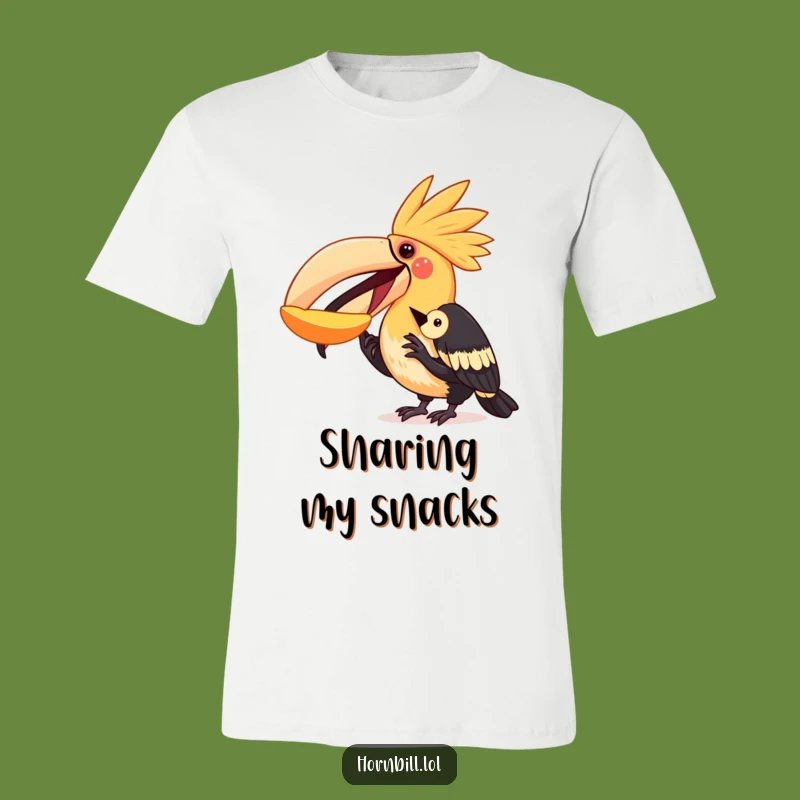 Funny Sharing Hornbill T-Shirt: Kind Bird Tee for Everyone