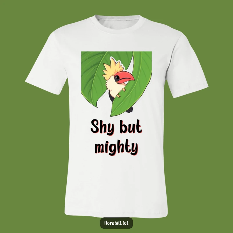 Funny Chubby Hornbill Leaf Peek T-Shirt - Cute Hidden Bird Tee Gift