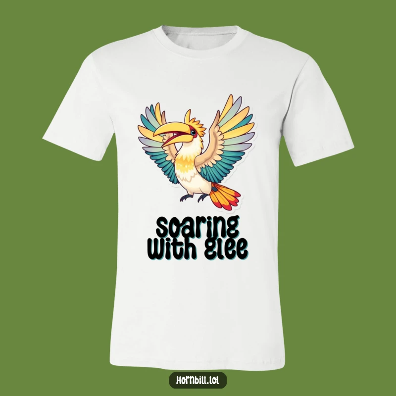 Funny Hornbill Flight T-Shirt: Elated Wings Spread, Humorous Gift Apparel