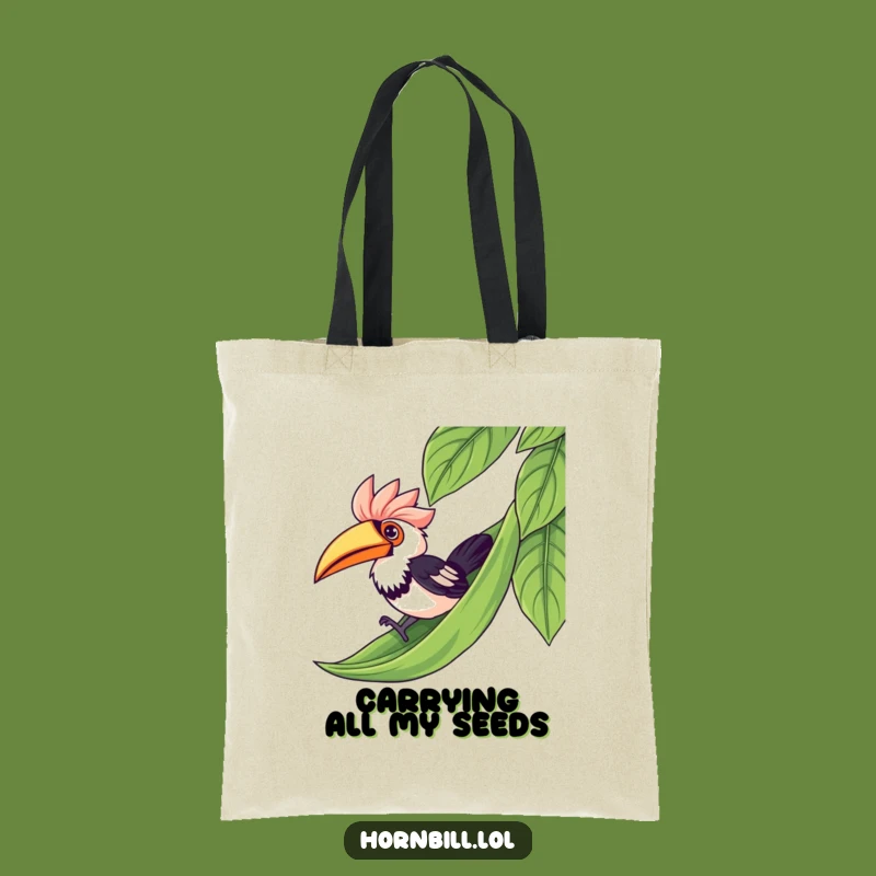 Funny Kawaii Hornbill Leaf Slide Tote - Stylish Bird Humor Bag Gift