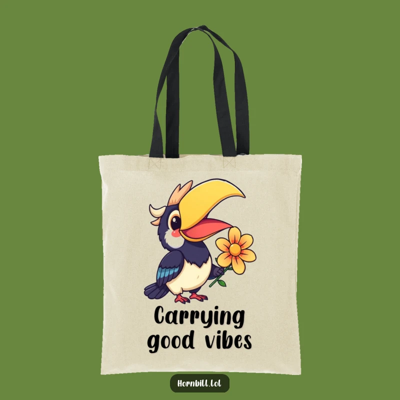 Funny Kawaii Hornbill Tote Bag: Chic Flower Offering Bird Accessory, Gift
