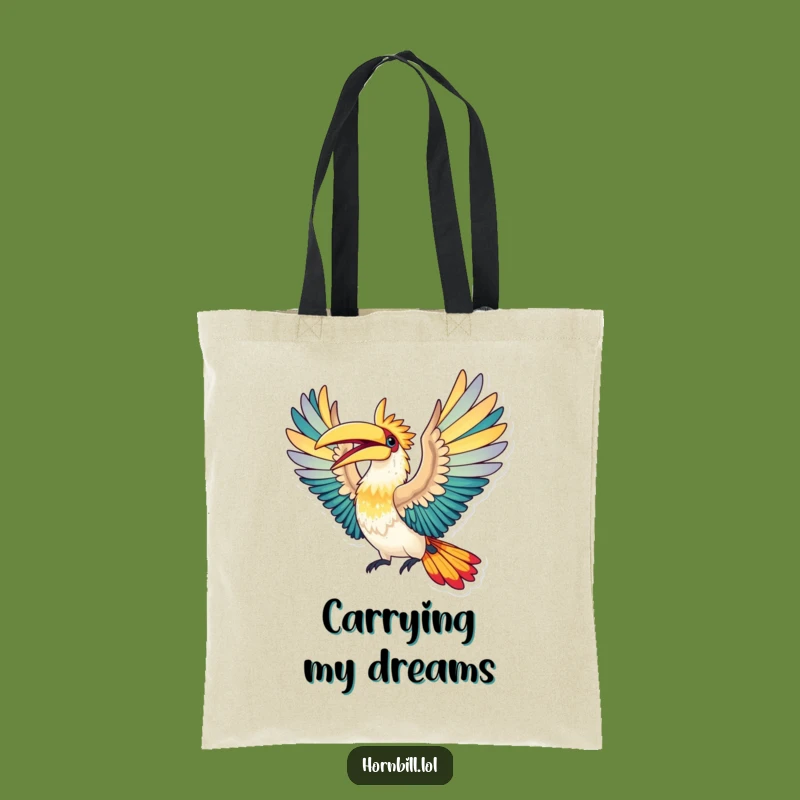 Funny Hornbill Flight Tote Bag: Elated Bird Carrier, Humorous Gift