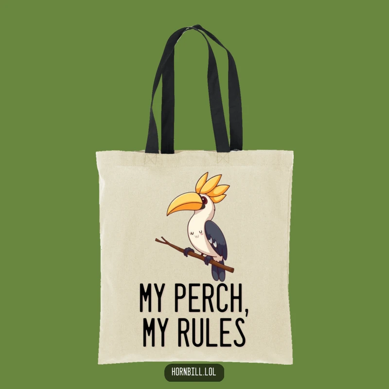 Cute Hornbill Tote Bag - Curious Head Tilt, Funny & Adorable Accessory