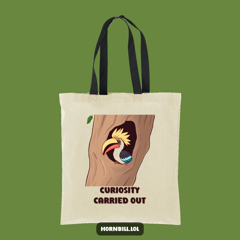 Funny Curious Hornbill Tote Bag - Carry Your Discoveries with Humorous Style