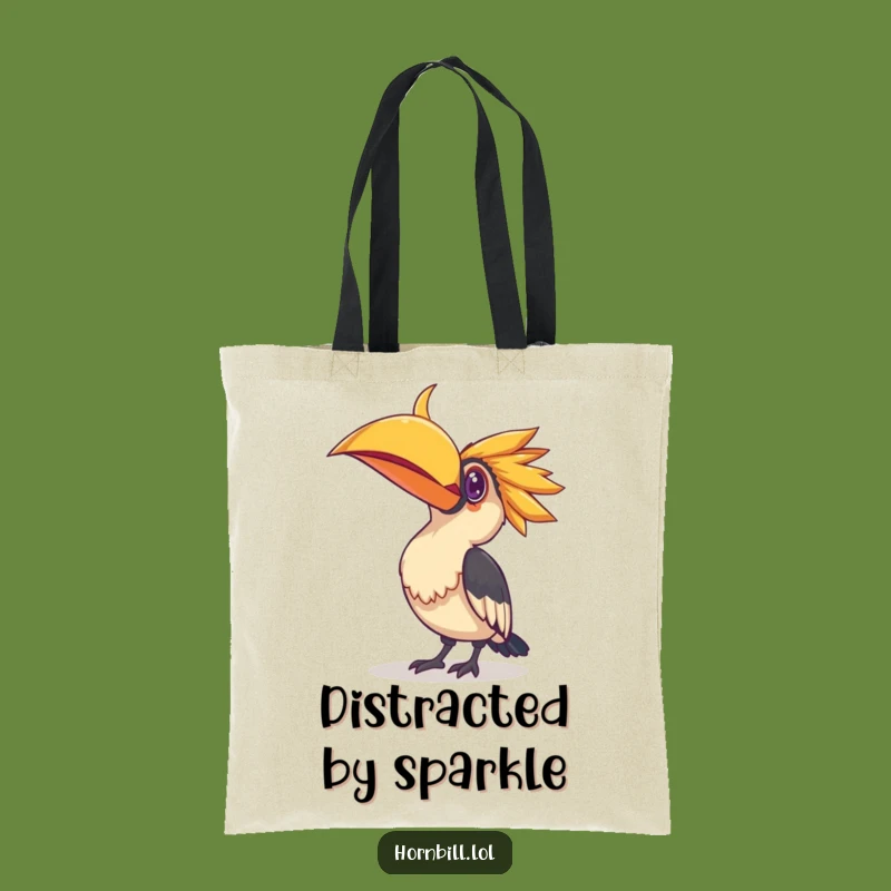 Funny Curious Hornbill Tote Bag - Shiny Object Hunter Bag Gift
