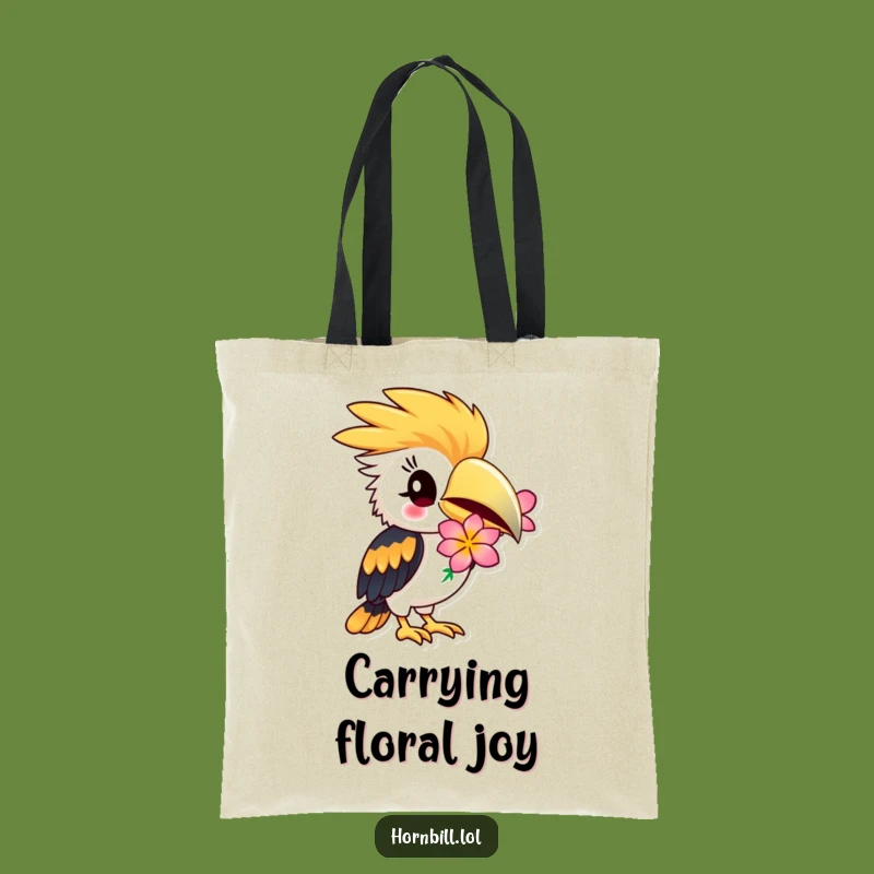 Funny Hornbill Flower Tote Bag: Winking Bird Accessory, Practical & Cheerful Funny Gift