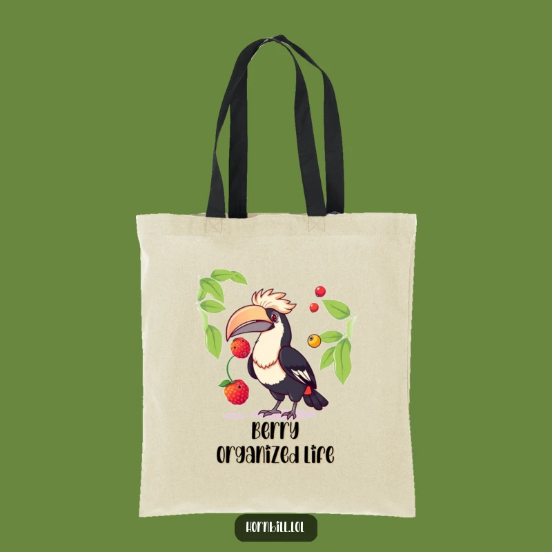 Funny Hornbill Juggling Berries Tote Bag: Carry Your Essentials with Humor