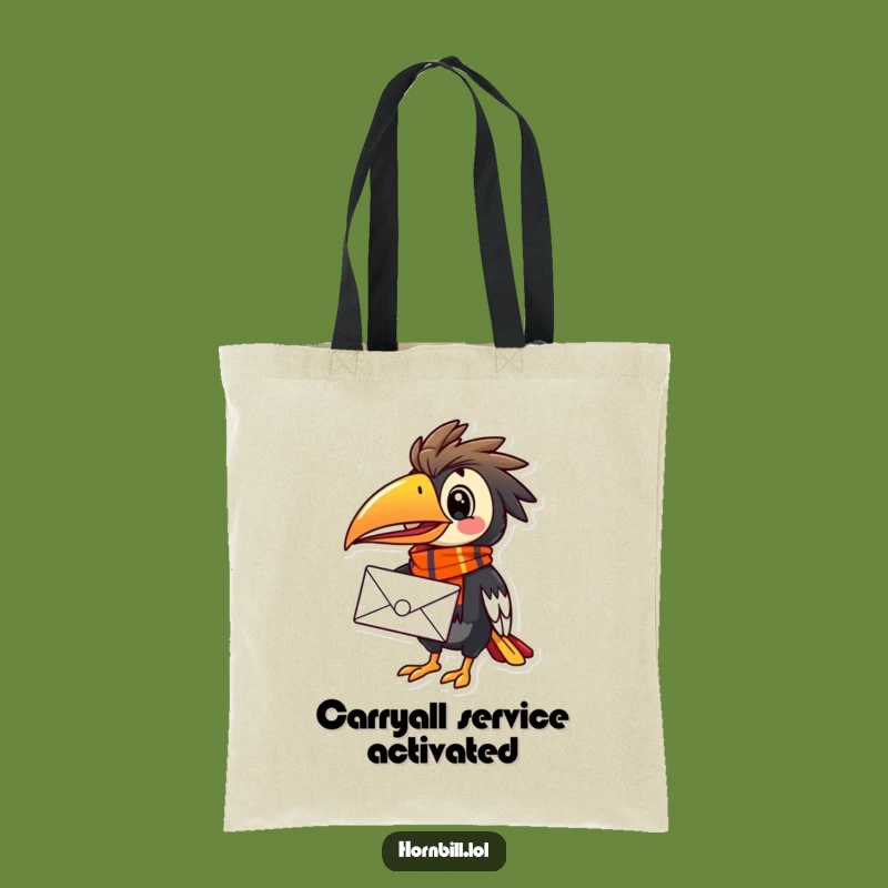 Funny Hornbill Mail Carrier Tote Bag - Cheerful Bird, Vibrant Scarf, Perfect Funny Gift
