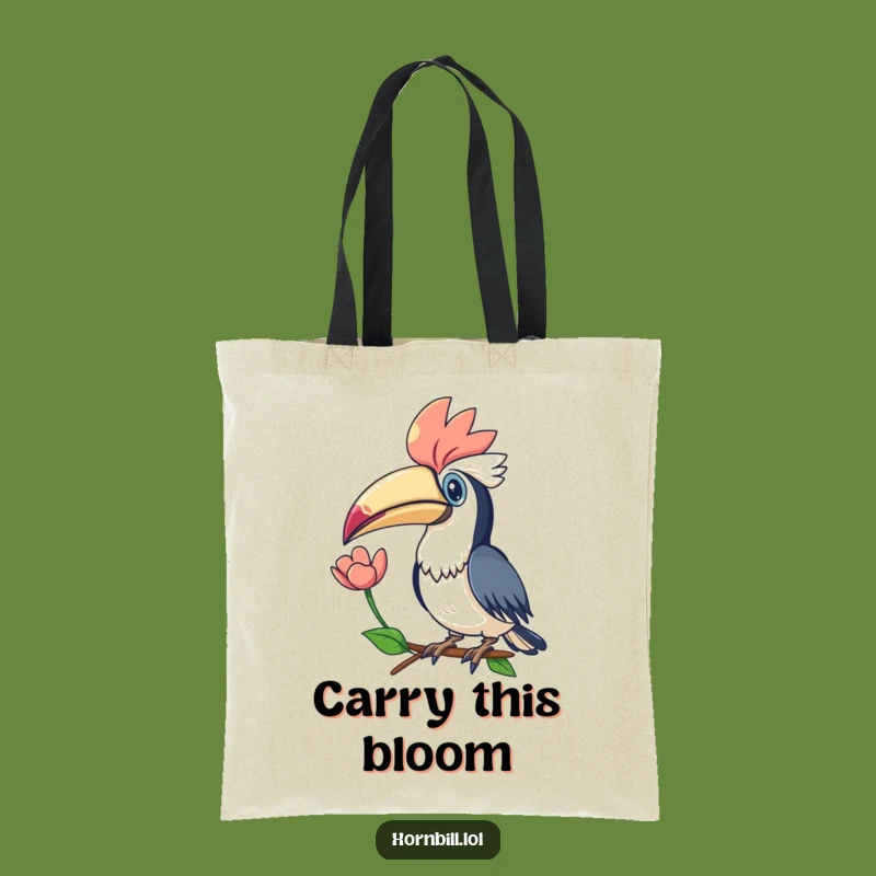 Funny Kawaii Hornbill Flower Tote Bag for Carrying Beauty