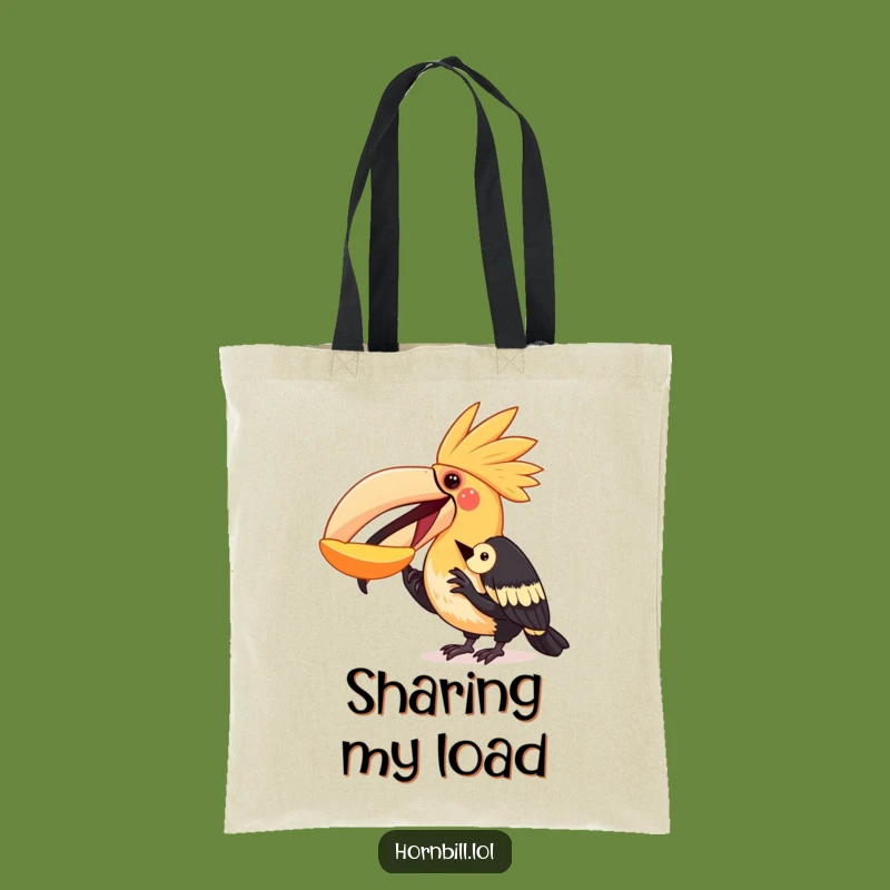 Funny Sharing Hornbill Tote Bag: Carry Kindness Everywhere