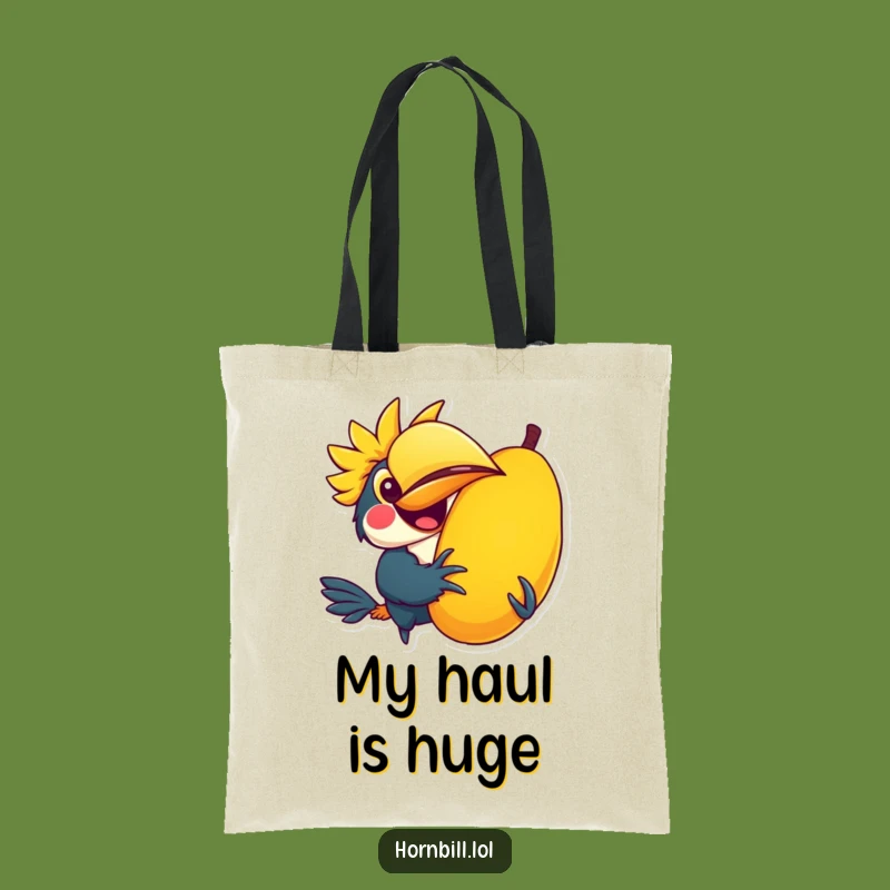 Funny Tote Bag: Kawaii Hornbill's Giant Fruit Haul for Stylish Adventures