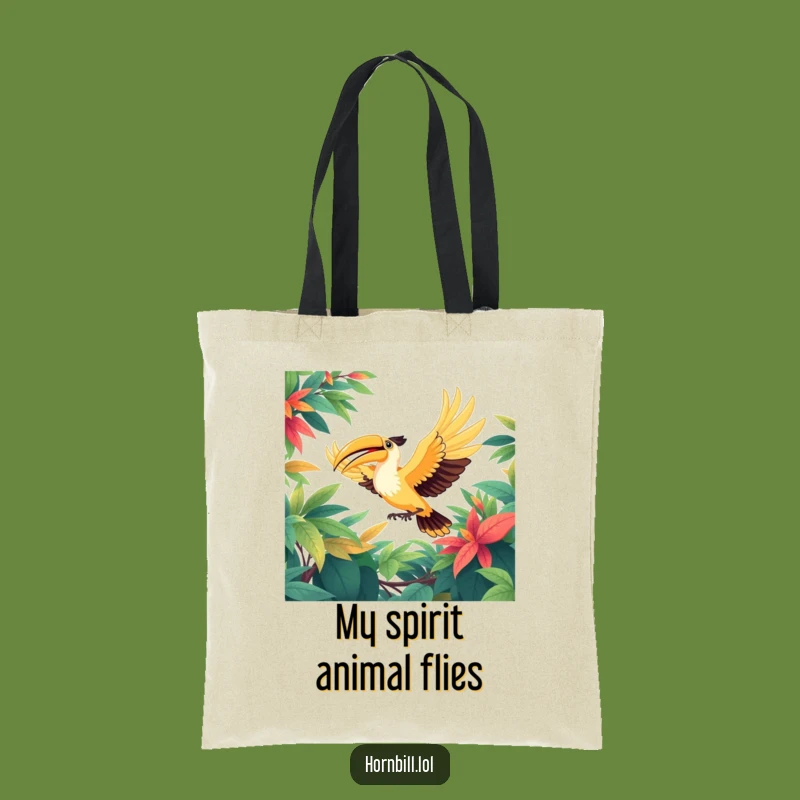 Funny Hornbill Soaring Tote Bag: Stylish Bird Flight Accessory Gift