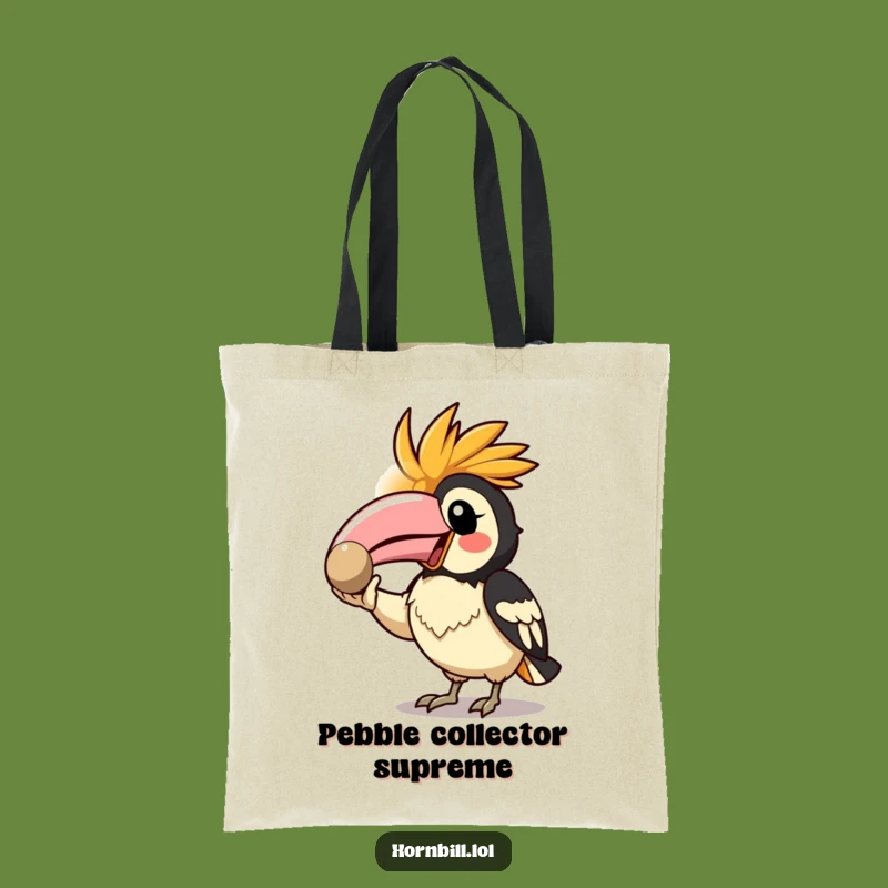 Funny Kawaii Hornbill Tote Bag: Chic Pebble Showing Bird Accessory, Gift